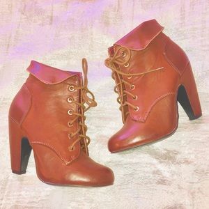 Bamboo Mozza-03 Lace Up Fold-over  Ankle Boots